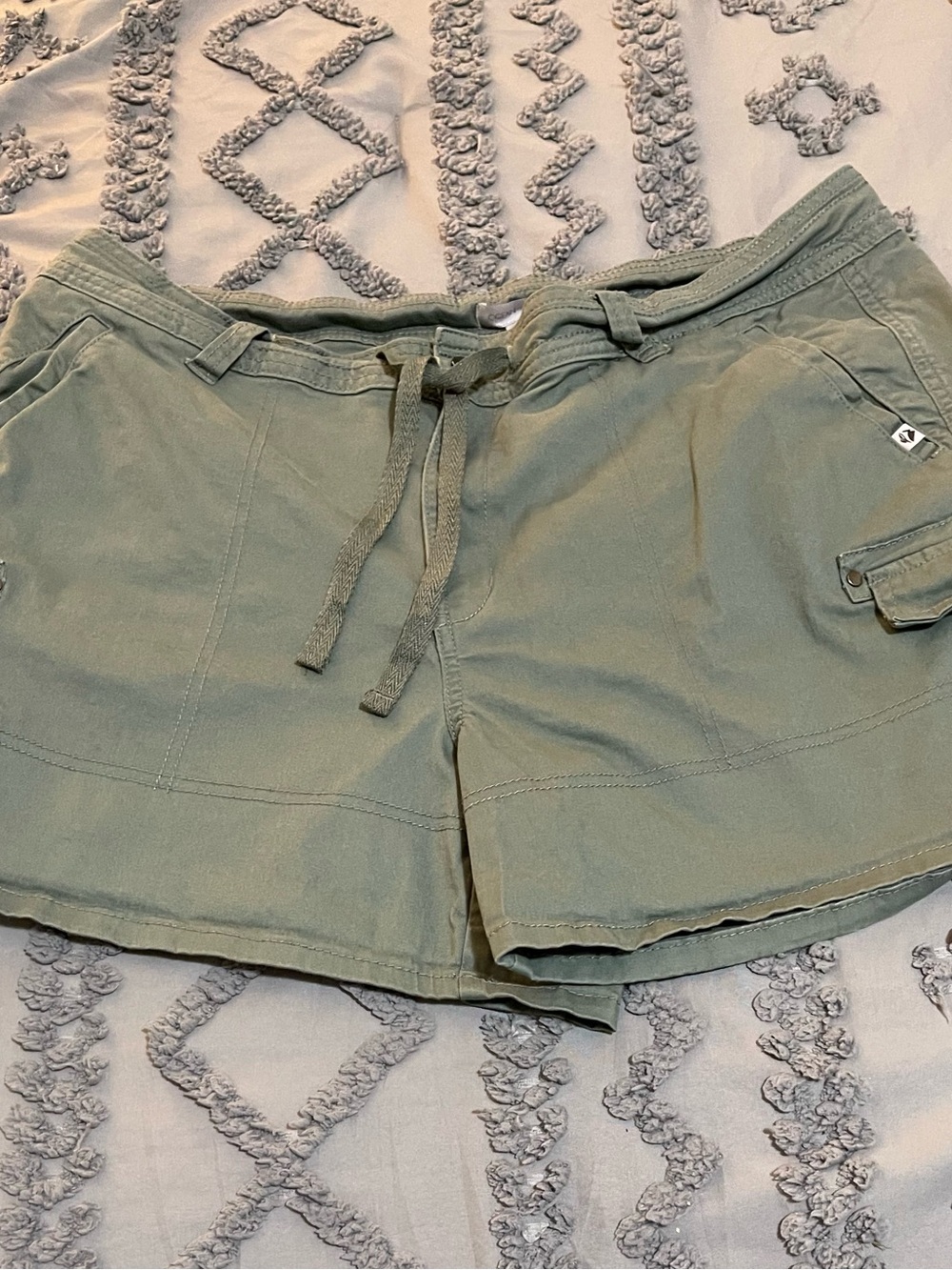 Women's Olive Green Cargo Drawstring Shorts